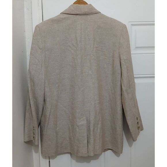 Old navy womens large linen viscose sand tan double Breasted blazer jacket - Picture 4 of 8